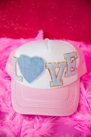 Judith March Love Pink And White Trucker Hat