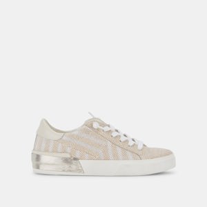 Dolce Vita Zina Patch Sneakers White Stripe Raffia