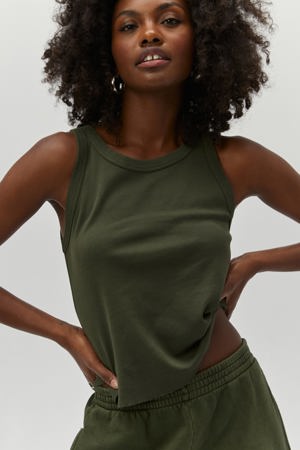 Daydreamer Solid Racer Tank In Military Green