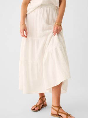 Faherty Dream Cotton Gauze Valentina Skirt - White
