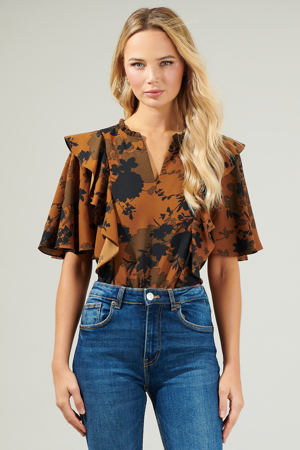 Sugarlips Sandy Floral Ruffle Blouse