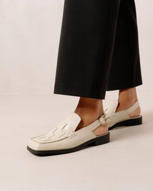 Alohas Abe Braided Cream Leather Loafers