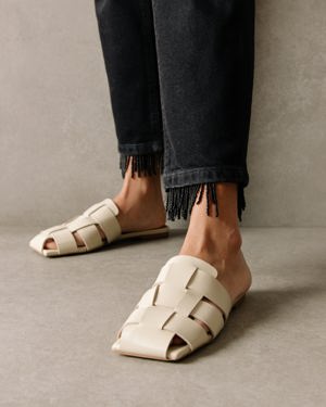 Alohas Barney Cream Leather Mules