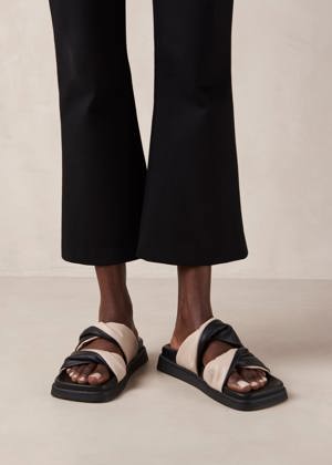 Alohas Shaka Bicolor Black Cream Leather Sandals