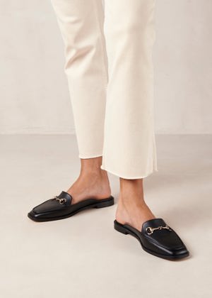 Alohas Kais Black Leather Mules