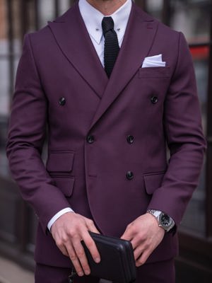 Viossi Purple Double Breasted Suit 2-Piece