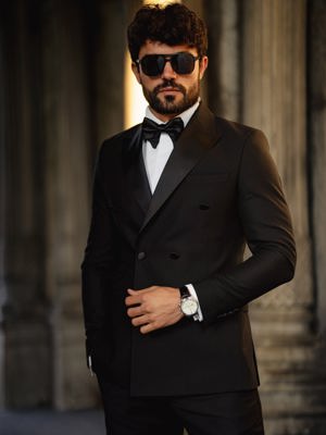 Viossi Black Double Breasted Tuxedo 2-Piece