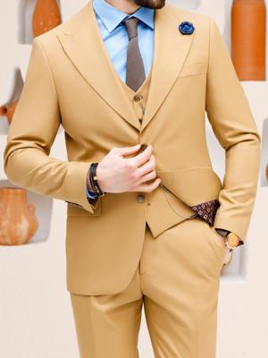 Viossi Camel Slim-Fit Suit 3-Piece