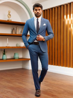Viossi Blue Slim-Fit Suit 2-Piece