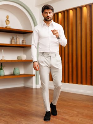Viossi Light Grey Slim-Fit Pants