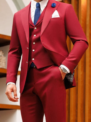 Viossi Bordeaux Slim-Fit Suit 3-Piece