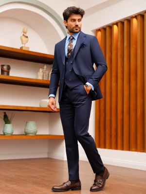 Viossi Navy Slim-Fit Suit 3-Piece