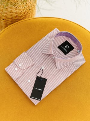 Viossi Dusty-Pink Striped Slim-Fit Shirt