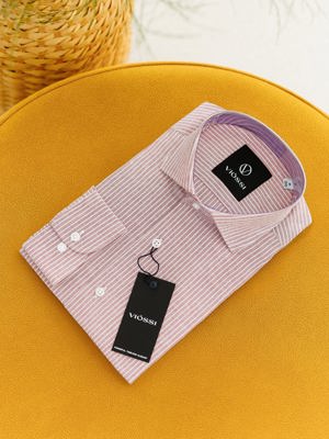 Viossi Dusty Pink Striped Spread Collar Shirt