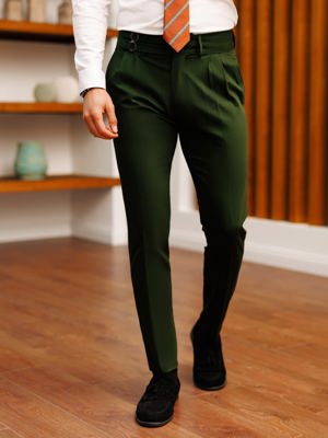 Viossi Dark Green Slim-Fit Pants