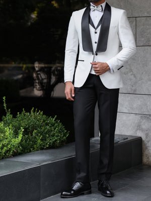 Viossi White Slim-Fit Tuxedo 3-Piece