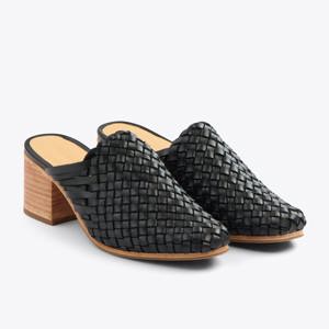Nisolo All-Day Woven Heeled Mule Black