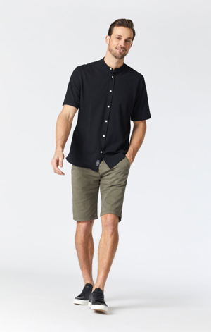 Mavi Jacob Shorts In Dusty Olive Sateen Twill