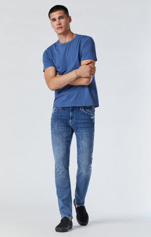 Mavi Marcus Slim Straight Leg Jeans In Mid Ripped Vintage