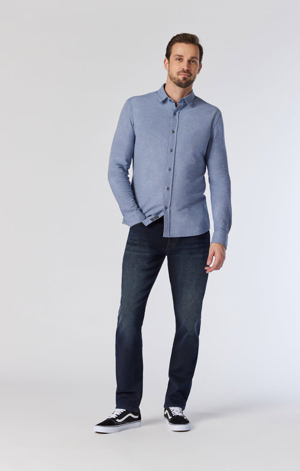 Mavi Marcus Slim Straight Leg In Dark Used Tonal Organic Move
