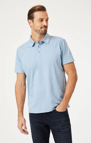 Mavi Basic Polo Shirt In Faded Denim
